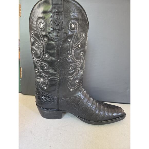 RARE Custom Black Safari Crocodile Aligator Cowboy Black Boot US12 main image 10